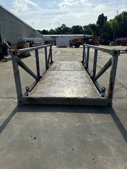 portable steel pedestrian bridge in an industrial lot