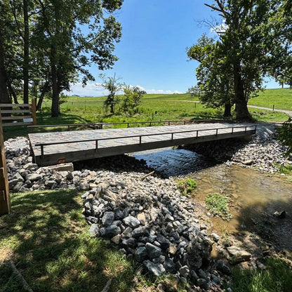 portable steel bridge over a stream